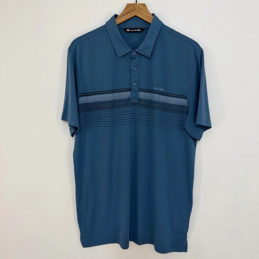 Travis Mathew Men's Private Villa Polo Shirt Blue Size Large